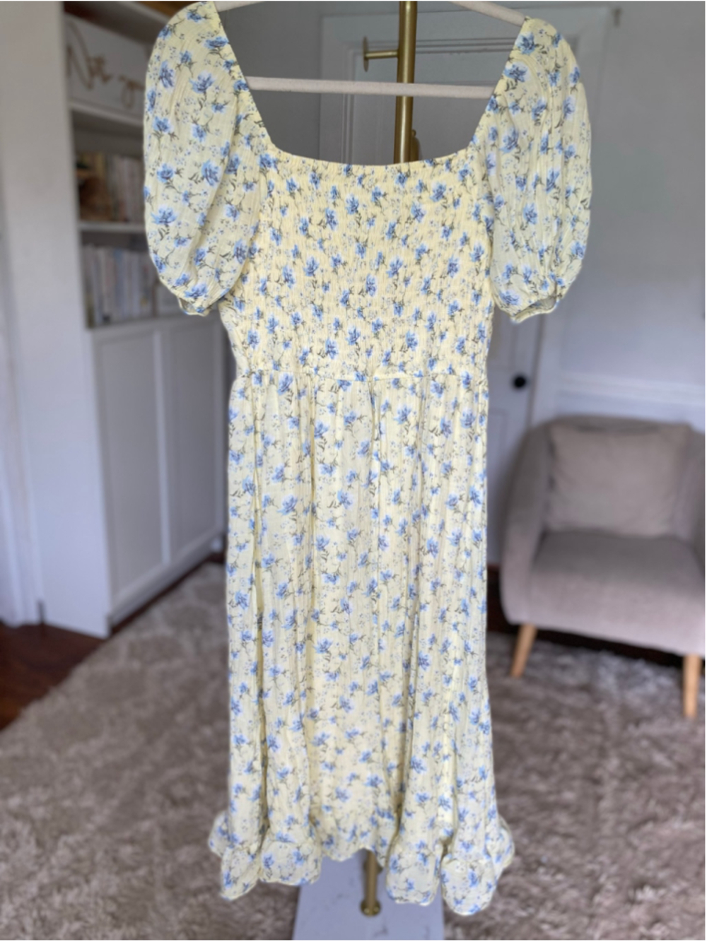 Second Generation Yellow Floral Maxi Dress Cottagecore Milkmaid Romantic Feminin - Picture 3 of 7